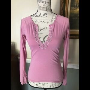 Vintage V-Neck Sequin Pink Long Sleeve Top‼️FINAL SALE